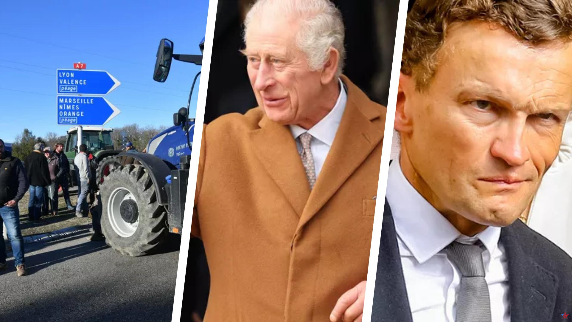 Bloqueo de carreteras por parte de los agricultores, Carlos III en el hospital, polémica de Tesson en la Primavera de los Poetas... Las 3 noticias para recordar del mediodía