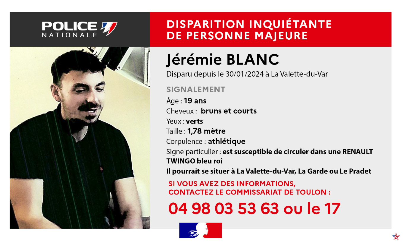 Toulon: preocupante desaparición de un joven, se lanza una convocatoria de testigos