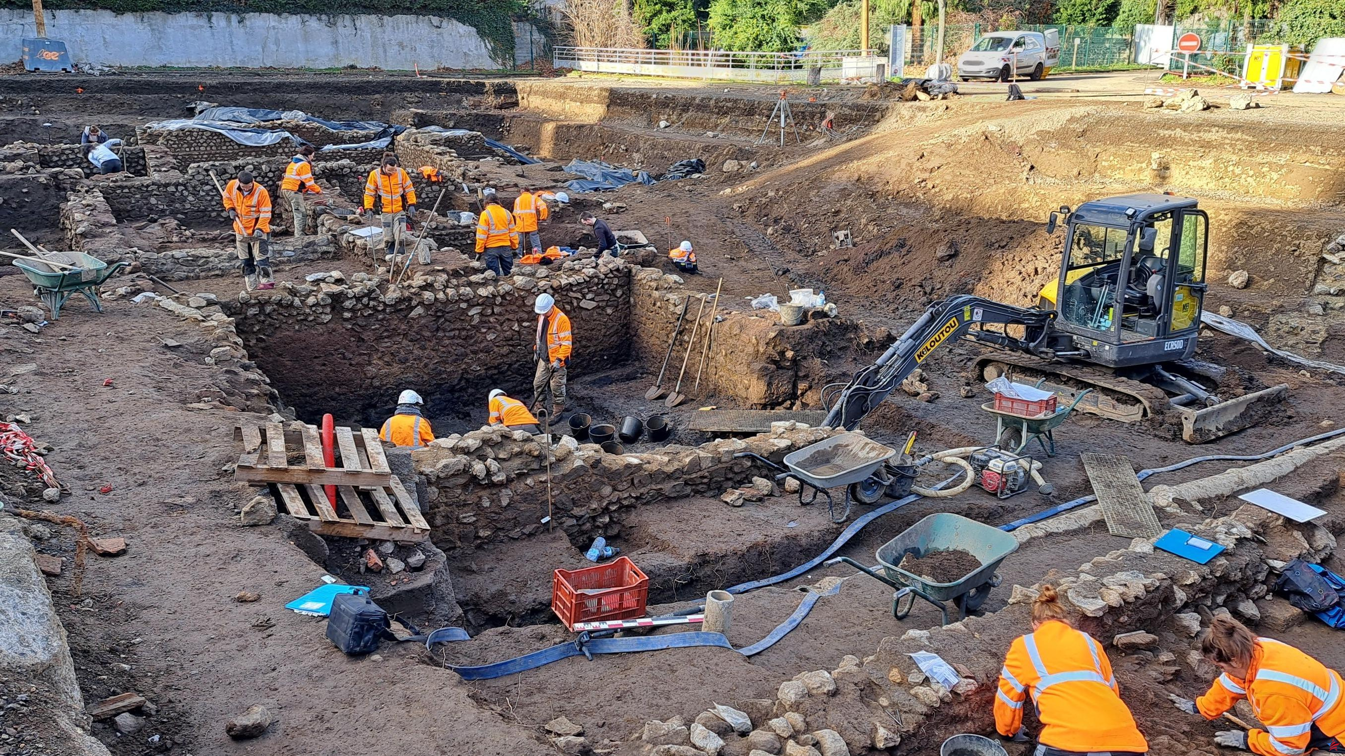 Restos de casas romanas exhumadas en Chamalières