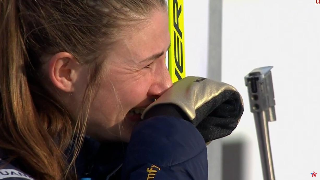 Biatlón: la emoción y las lágrimas de Justine Braisaz-Bouchet durante La Marsellesa