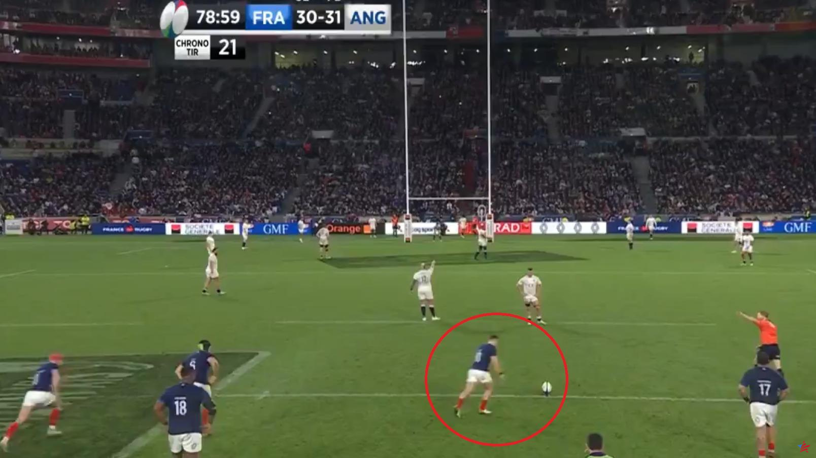 Francia-Inglaterra: en vídeo, el penalti sobre el gong de Thomas Ramos a 50 metros