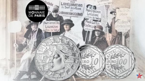 Para celebrar los 80 años del derecho de voto de las mujeres, la Casa de la Moneda de París publica una moneda muy simbólica