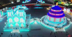 En China, una Notre-Dame de París hecha de hielo para que los turistas quieran ir a Francia
