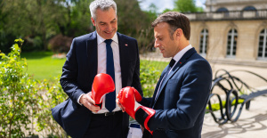 De visita en París, la canciller austriaca ofrece guantes de boxeo a Emmanuel Macron